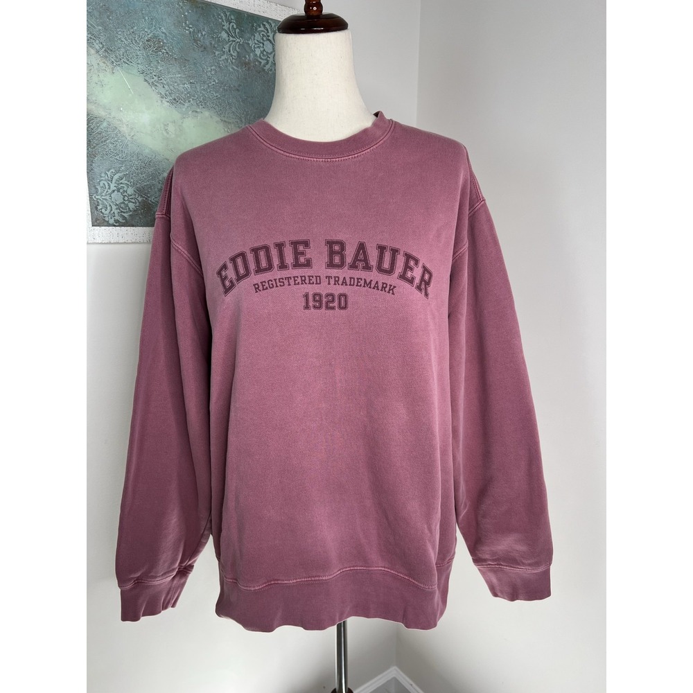 Eddie Bauer Womens L Pink Crewneck Sweatshirt Pullover Outdoor Heritage Preppy